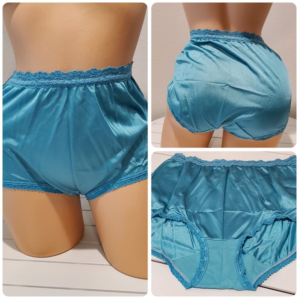 Cotillion Nylon Lace Full Cut Brief Panty Turquoise Topaz Blue 6/M